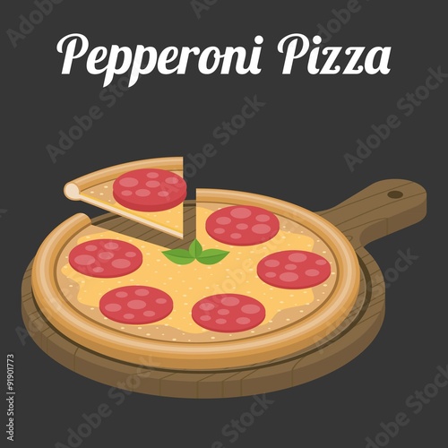 Vector Pepperoni Pizza,flat design