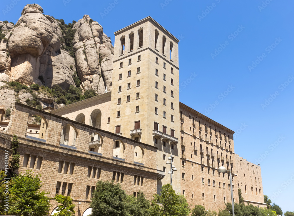 The Benedictine abbey Santa Maria de Montserrat in Monistrol de Montserrat, Spain. It hosts the Virgin of Montserrat, the favourite in Catalonia.