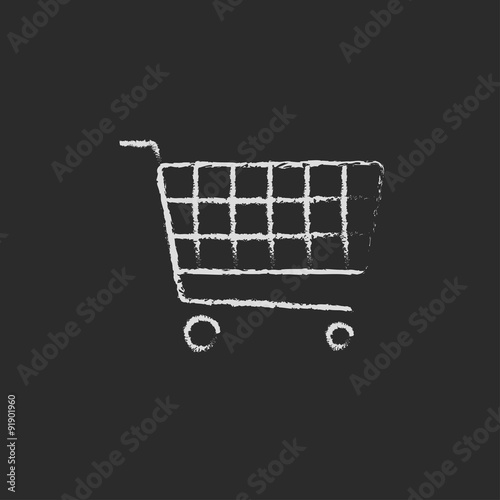 Shopping cart icon drawn in chalk.