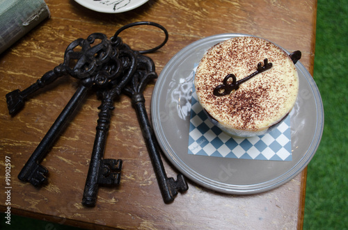 Tiramisu Cake in a White Chocolate Cup  (Alice in Wonderland The photo