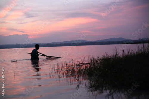 River and Silhouette Fisherman © pantkmutt