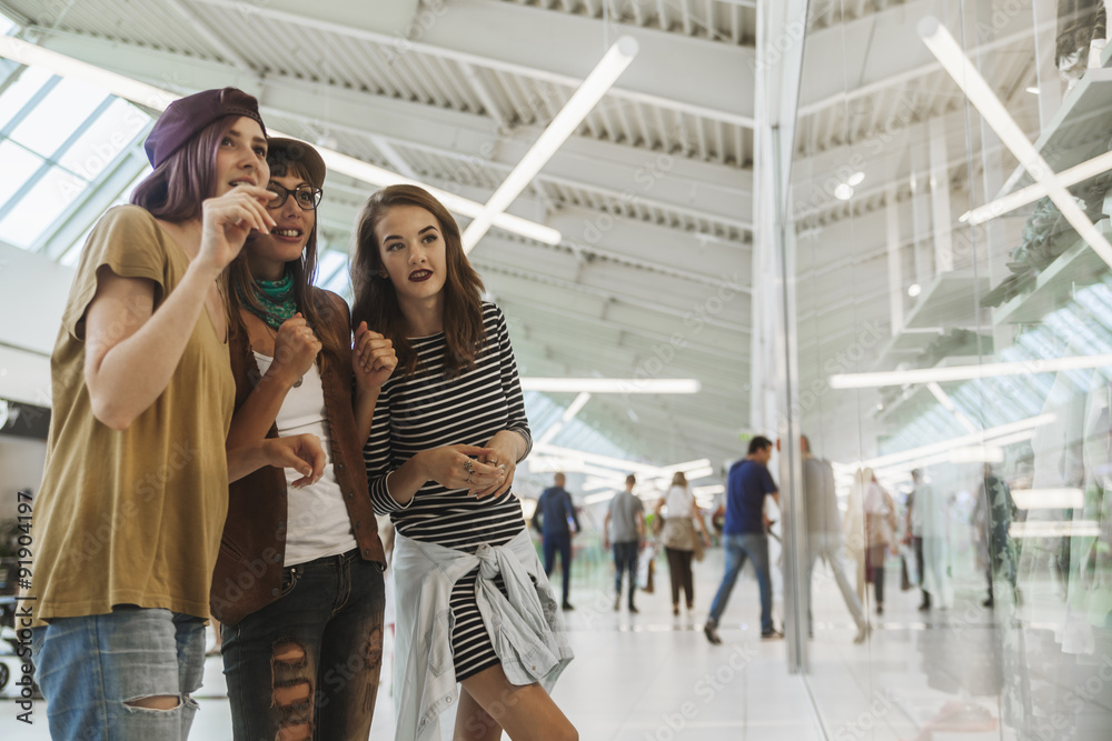 Hipster Females In Shopping Mall