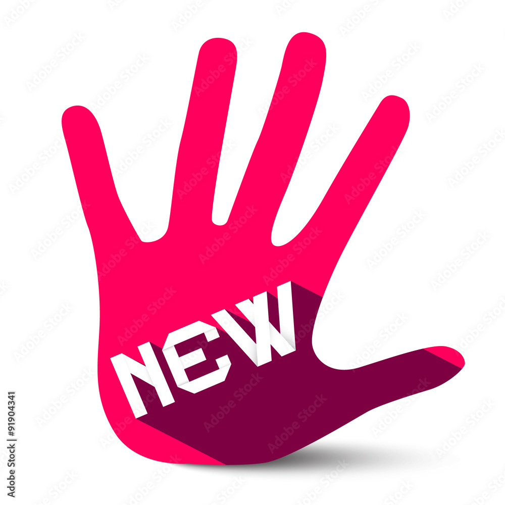 New Title on Pink Palm Hand Vector Isolated on White Background New Title on Pink Palm Hand Vector Isolated on White Background