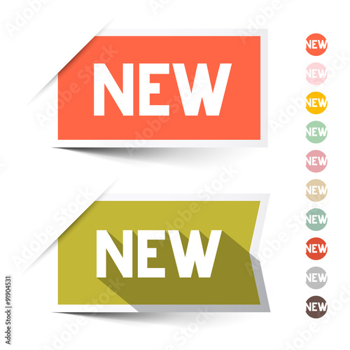 New Retro Paper Vector Labels - Stickers Set Isolated on White