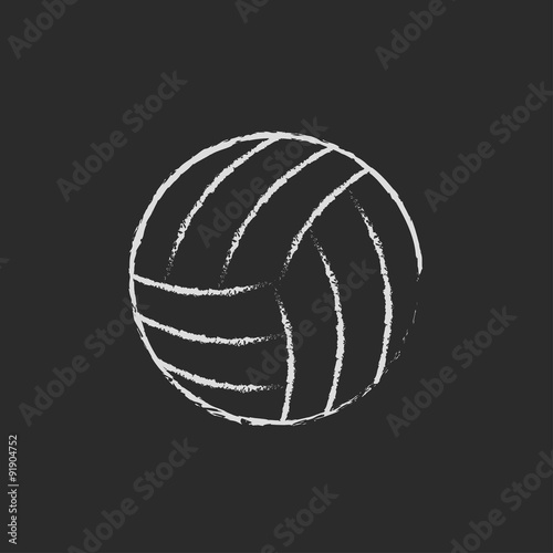 Volleyball ball icon drawn in chalk.