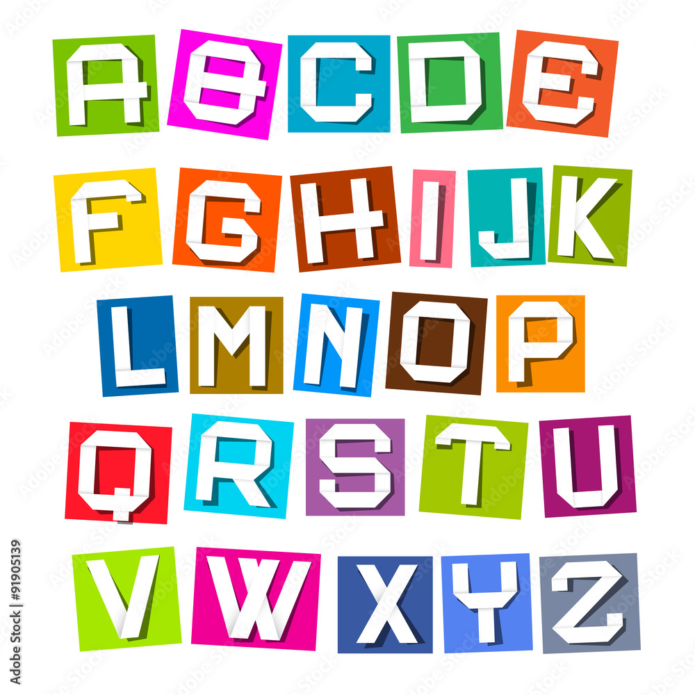 Vector Alphabet - Colorful Paper Sheets
