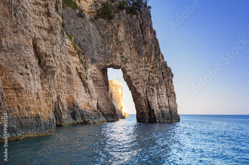 Blue caves at the cliff of Zakynthos island, Greece