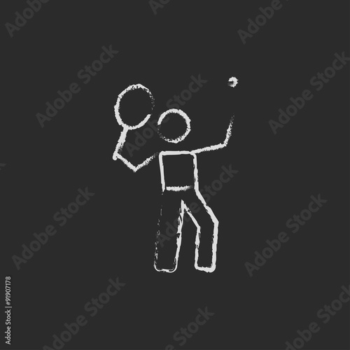 Tennis player icon drawn in chalk.