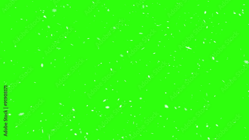 White snowflakes on a green screen White snowflakes on a green screen