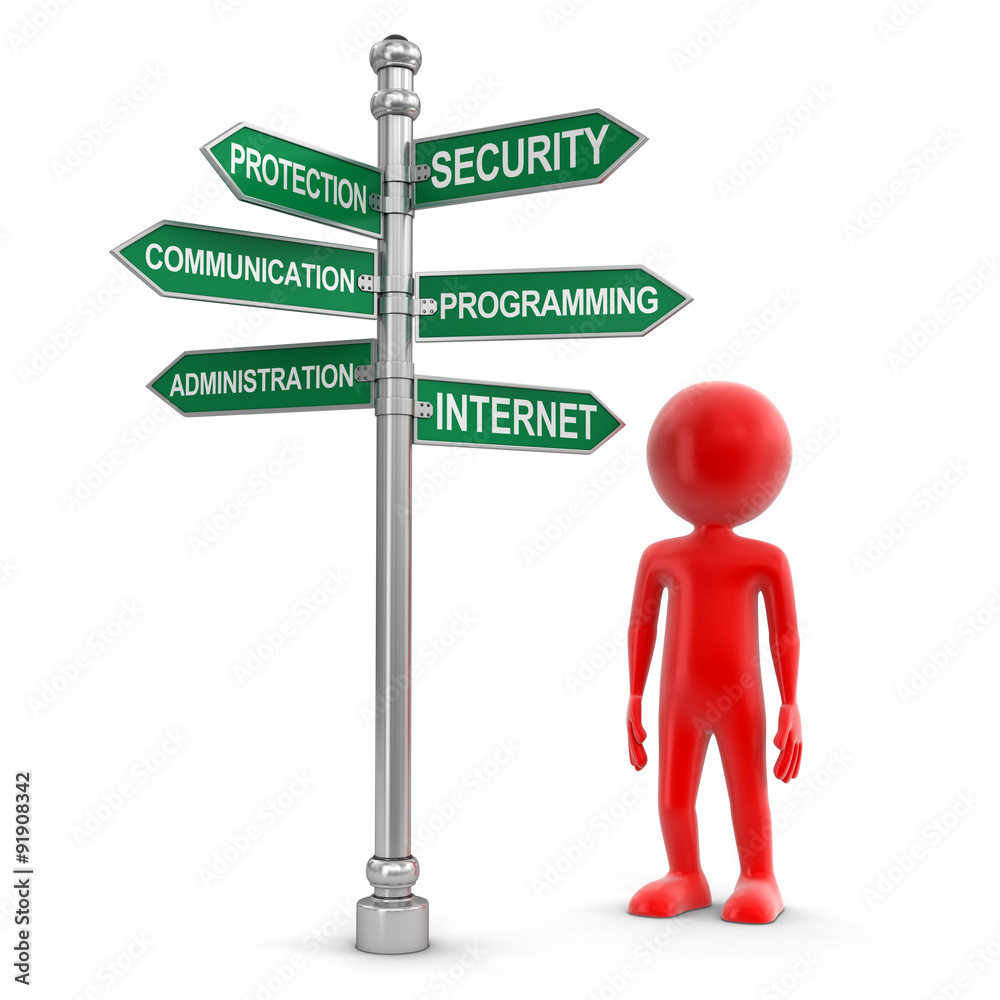 Man and Sign Directions (clipping path included) Man and Sign Directions (clipping path included)