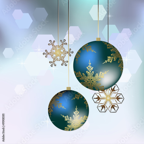 Christmas decoration in blue - Vector illustration