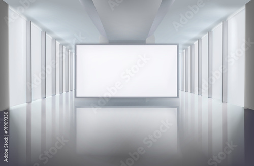 Picture in art gallery. Vector illustration.