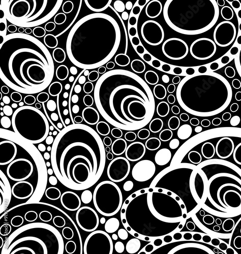 Abstract decorative vector seamless pattern with circle ornaments. Endless texture