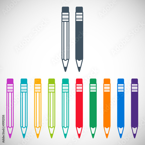 set colorful pencils icons in the style flat design isolated on gray background. stock vector illustration eps10