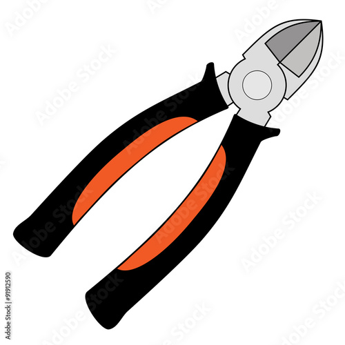 Flat-styled cutters with black-orange grips. Vector image.