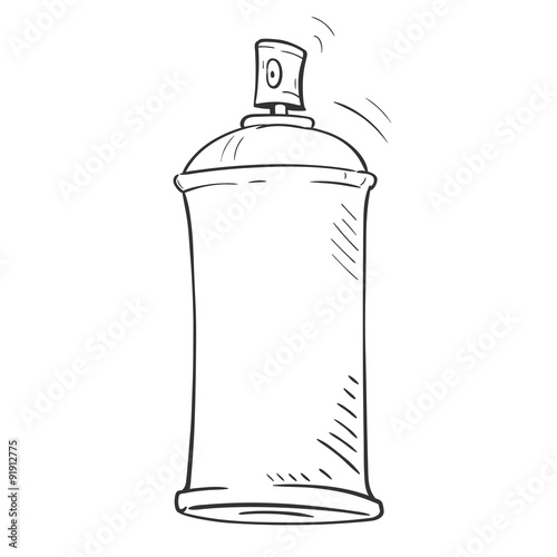 cartoon sketch spray can on white background