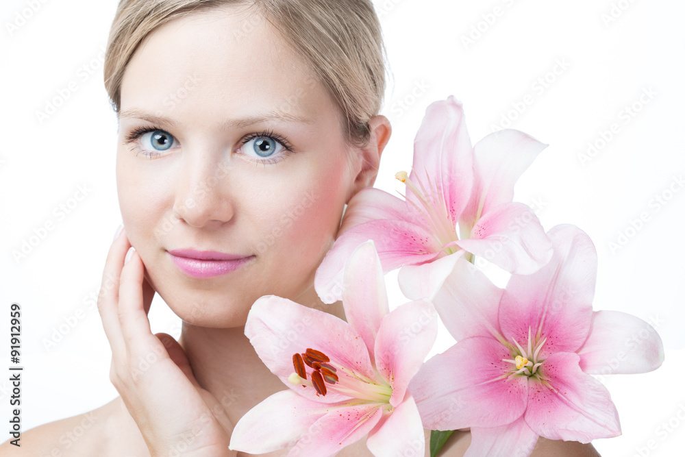 Face of a beautiful woman with lily Face of a beautiful woman with lily