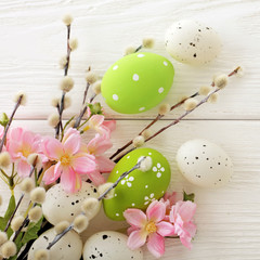easter eggs and spring flowers
