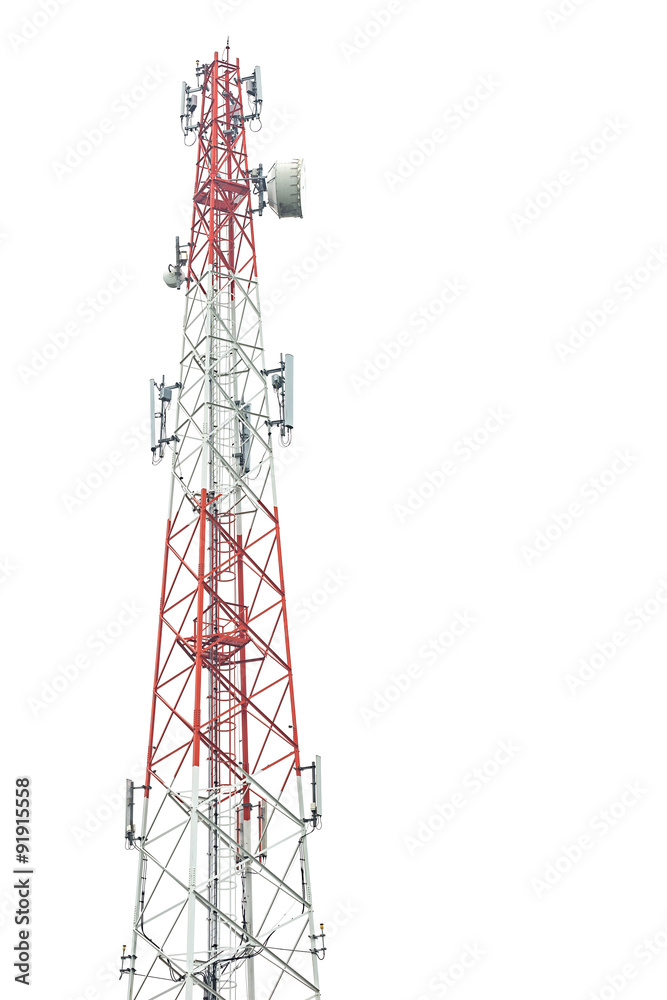 Communication tower in Thailand isolated on white Communication tower in Thailand isolated on white