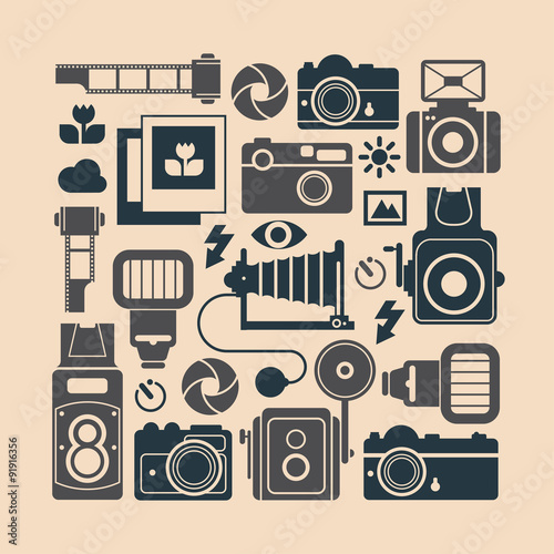 Composition with photography symbols.