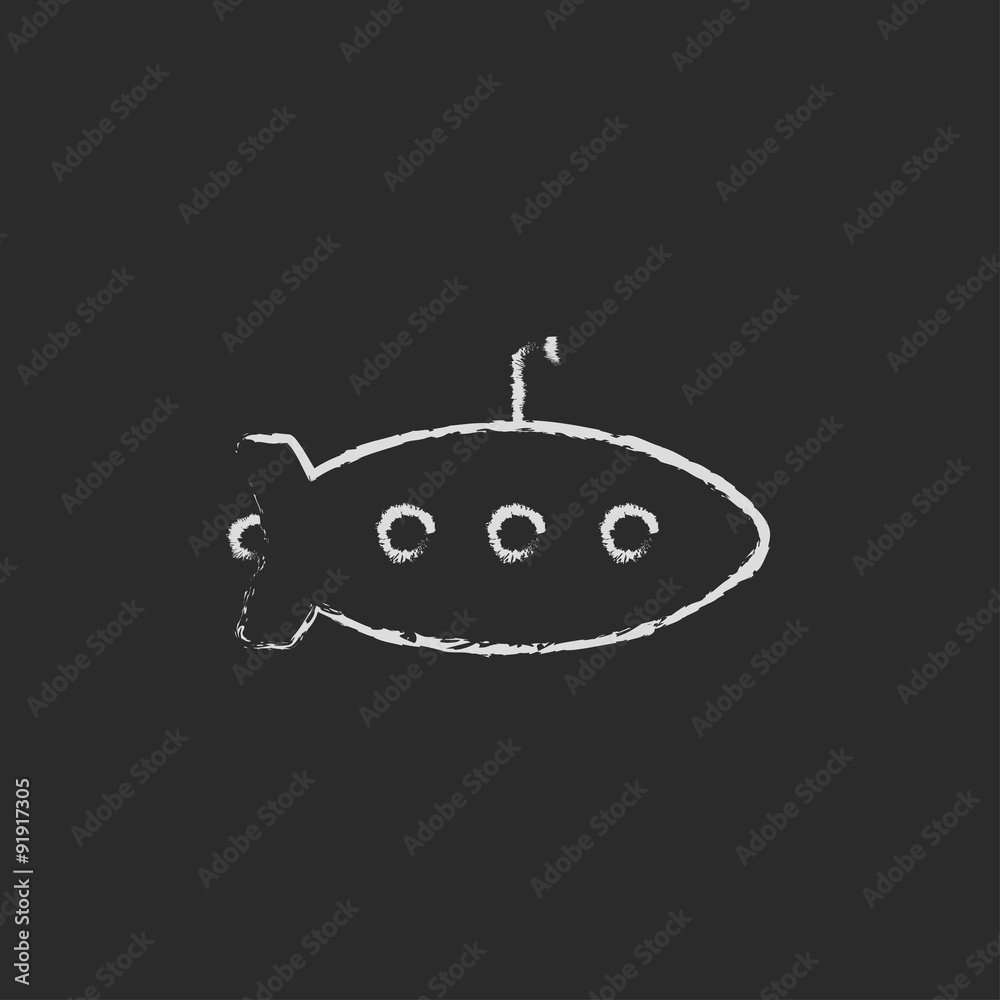 Submarine icon drawn in chalk. Submarine icon drawn in chalk.