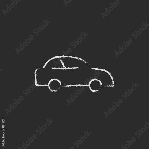 Car icon drawn in chalk.