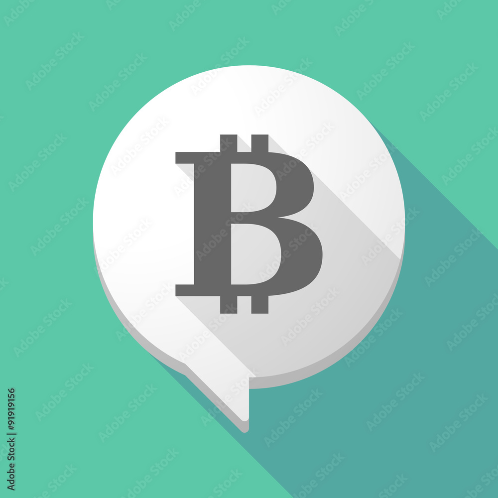 Long shadow comic balloon with a bit coin sign Long shadow comic balloon with a bit coin sign