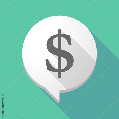 Long shadow comic balloon with a dollar sign