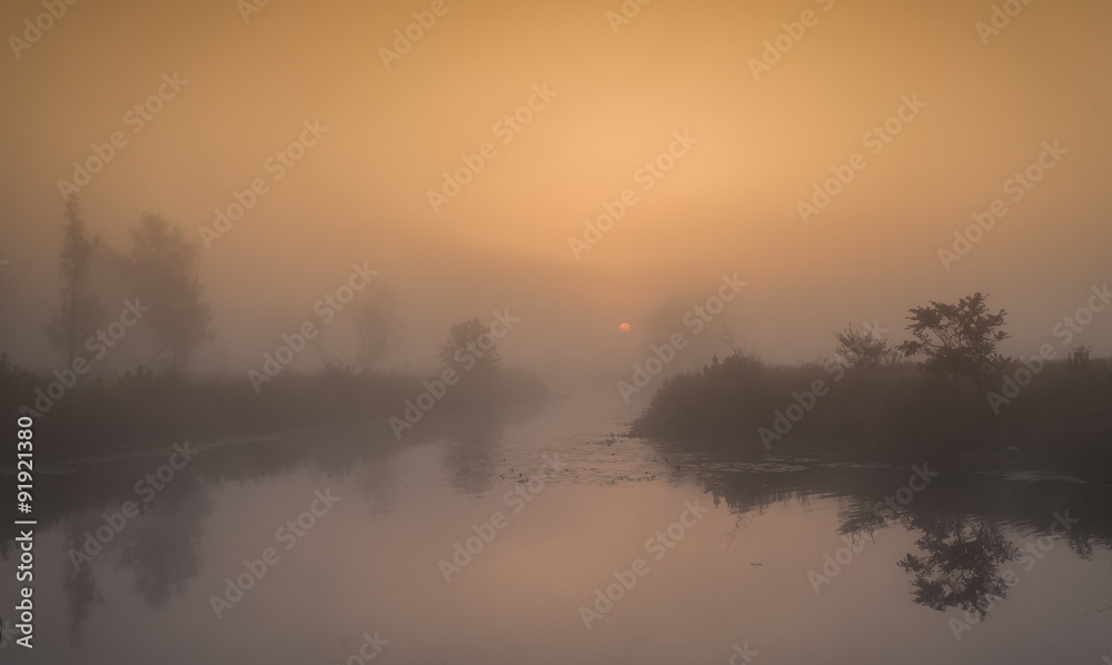 A beautiful foggy sunrise