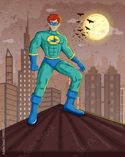 Retro style comics Superhero