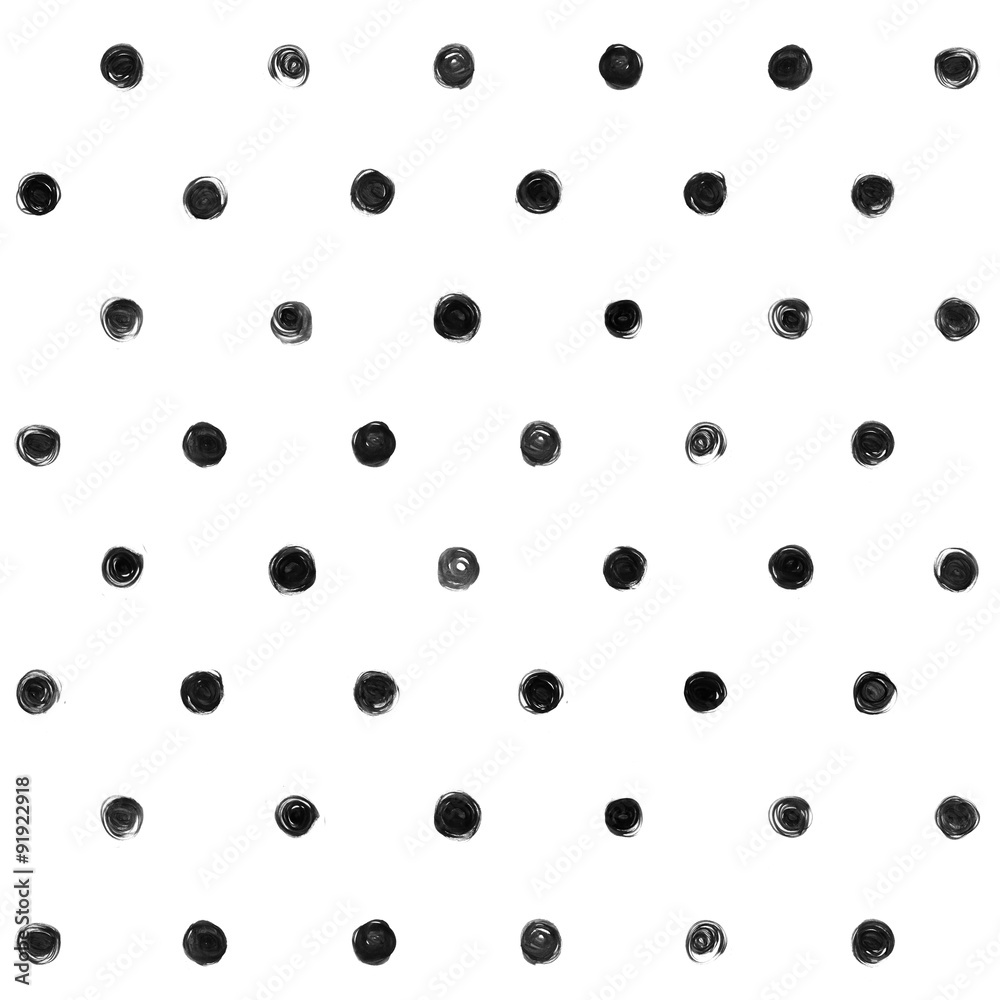 Black and white  Polka Dot Seamless Pattern Paint Stain Abstract