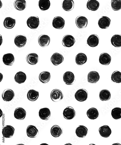 Black and white  Polka Dot Seamless Pattern Paint Stain Abstract