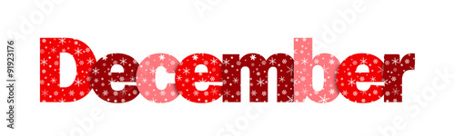 “DECEMBER” Vector Snowflake Letters Icon (red) photo