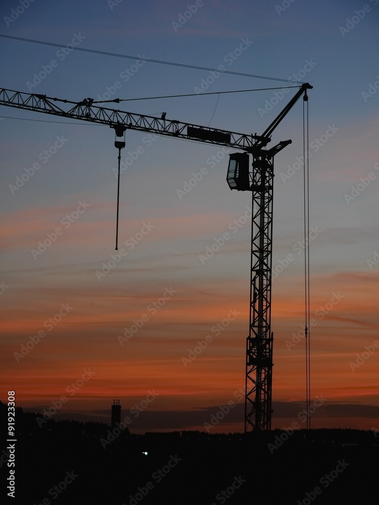 crane sunset silhouette