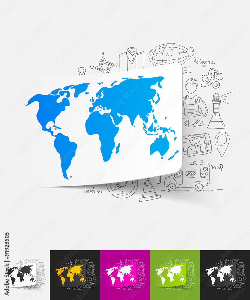 map paper sticker with hand drawn elements map paper sticker with hand drawn elements