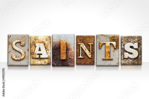 Fotografia Saints Letterpress Concept Isolated on White