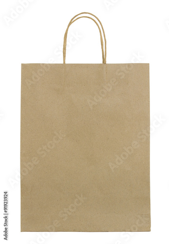 brown paper bag isolated on white