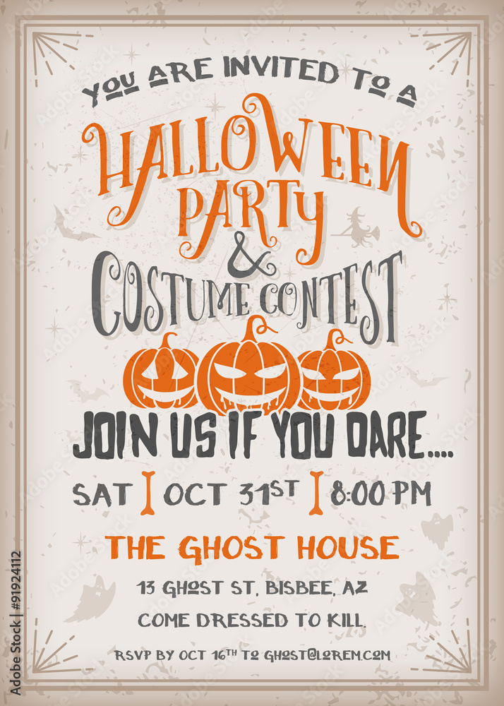 Fototapeta premium Halloween party and costume contest Invitation