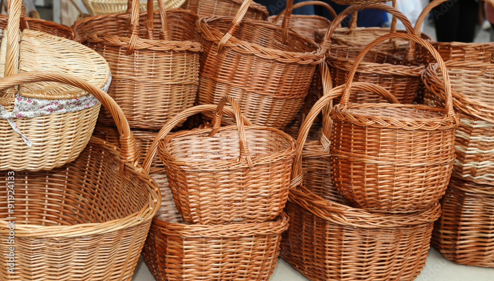 Wicker baskets handcrafted by a skilled craftsman