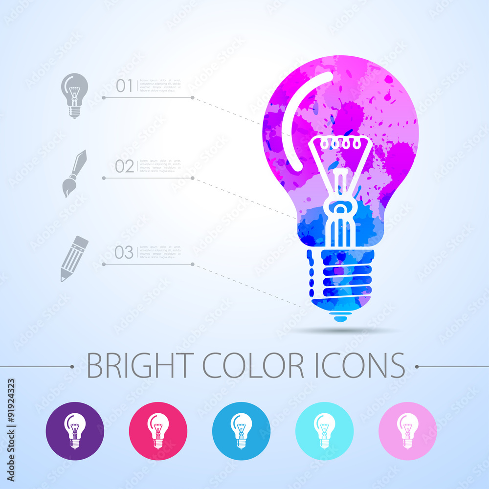 Vector lightbulb blue icon. with infographic elements Vector lightbulb blue icon. with infographic elements