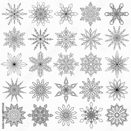 Vector Snowflakes Set Isolated
