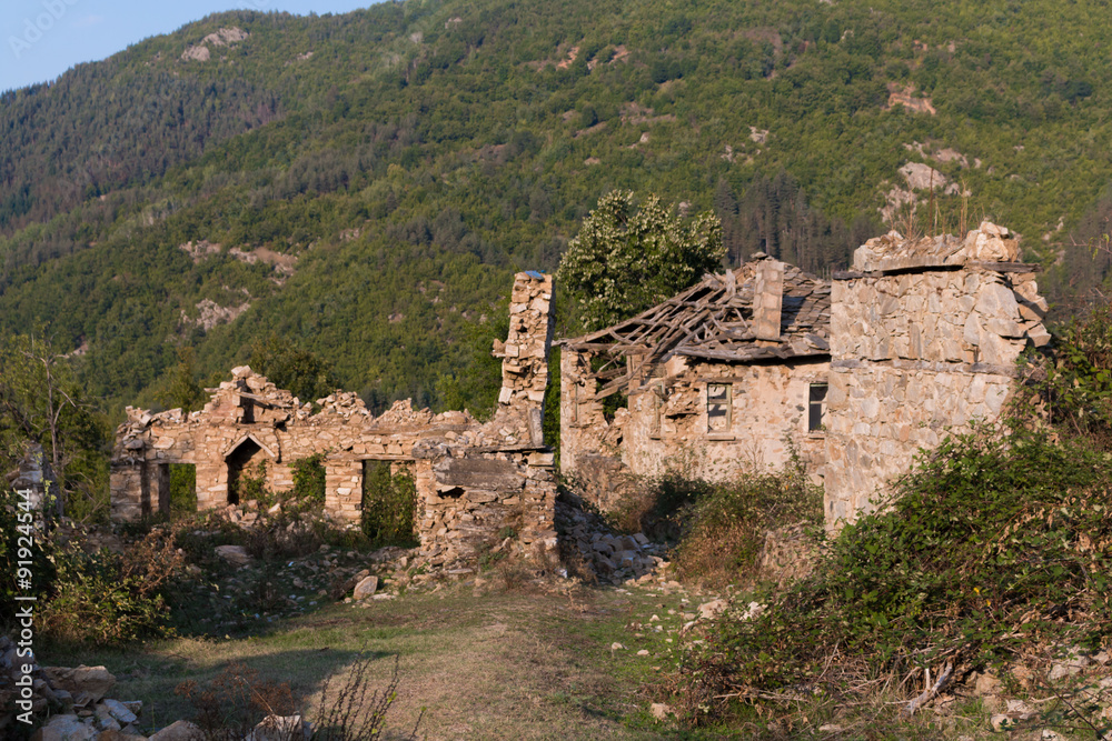 Abandoned houses in village Dyadovtsi near Ardino, Bulgaria