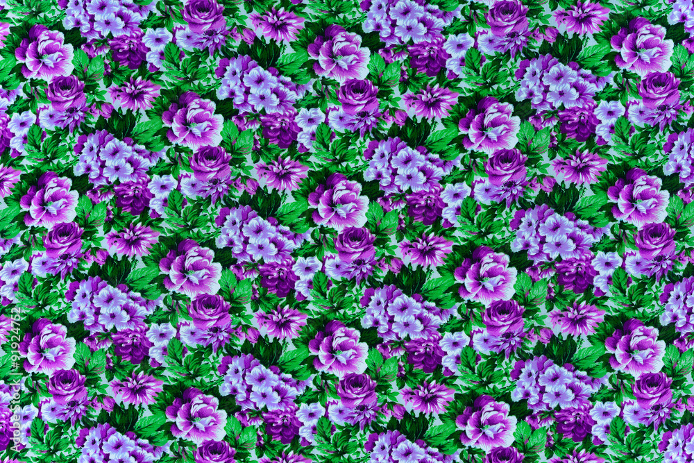 Fototapeta premium texture of print fabric stripes natural flowers