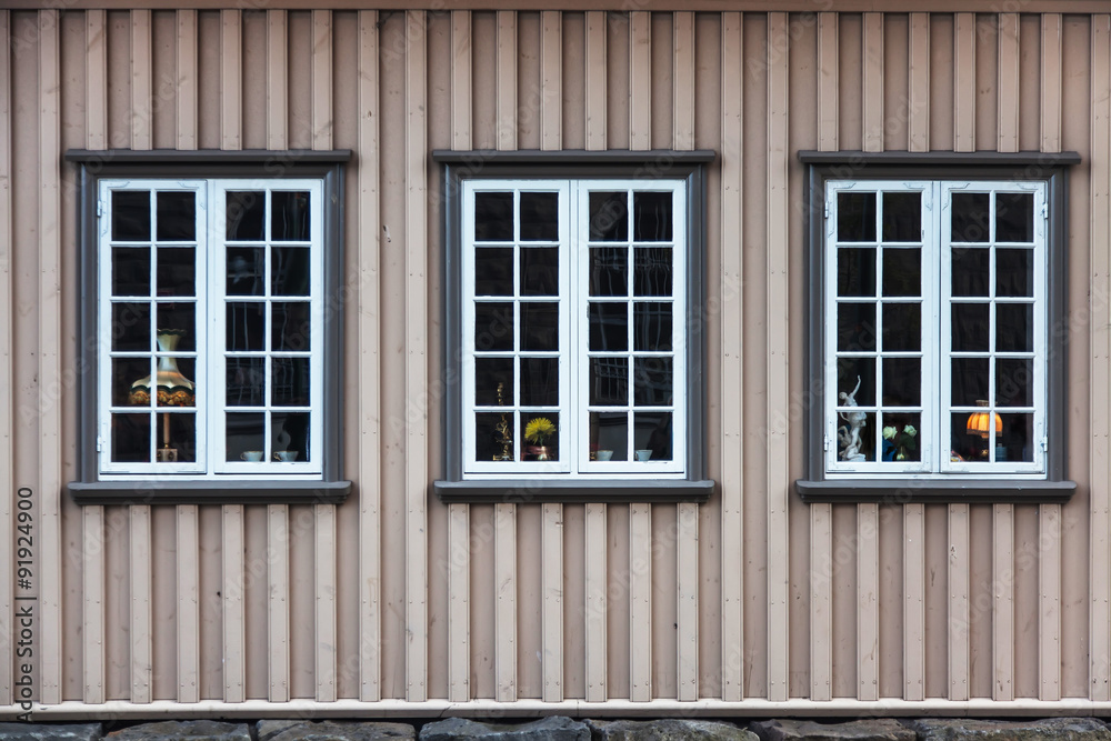 Vintage windows in Reykjavik Iceland