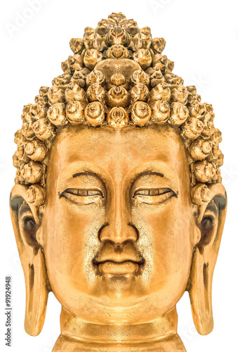 bouddha doré sur fond blanc
