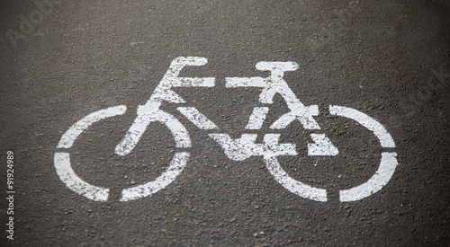 Bicycle sign or icon on the road in the park