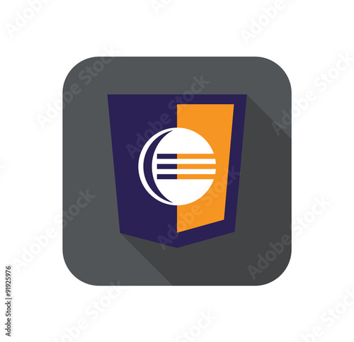 vector web development shield sign - code editor. isolated icon