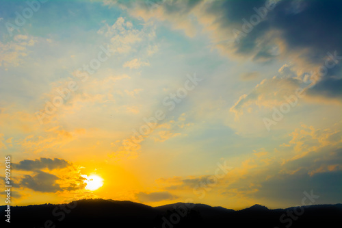 image of sunset sky for background usage .
