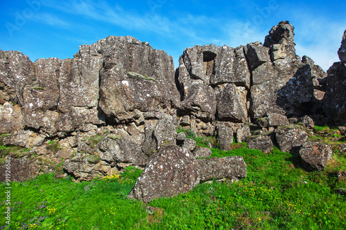 Photos Thingvellir National Park - famous area in Iceland right on the spot where the atlantic tectonic plates meets