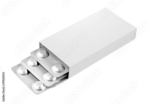 Open blank medicine drug box isolated